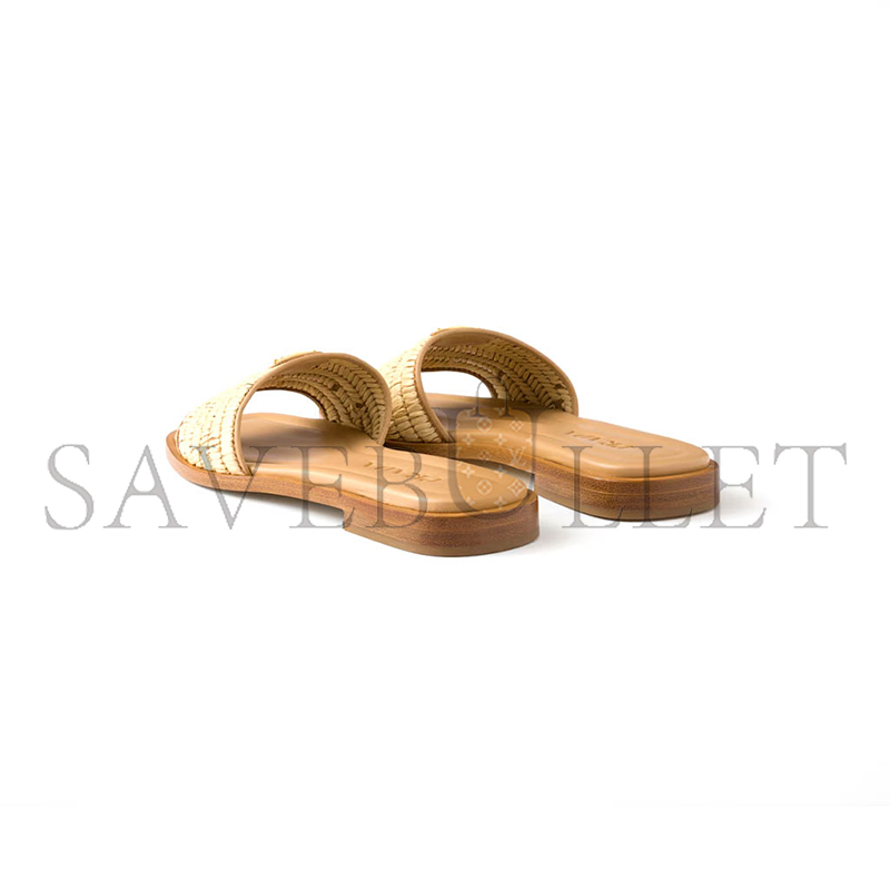PRADA LEATHER SLIDES WITH CROCHET DETAILS 1XX758